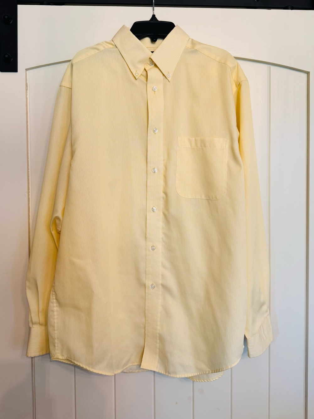 Roundtree and Yorke Men's Classic Button-Down Shirt in Pale Yellow